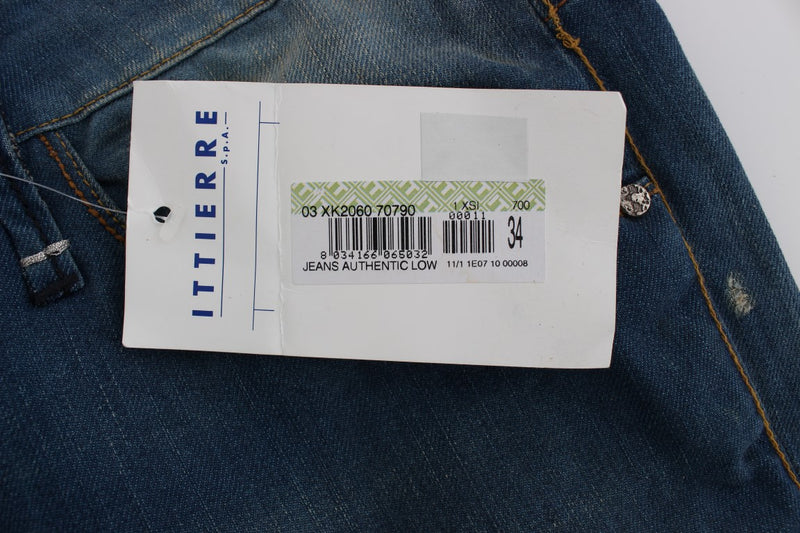 Acht Blue Wash Denim Cotton Stretch Baggy Fit Jeans