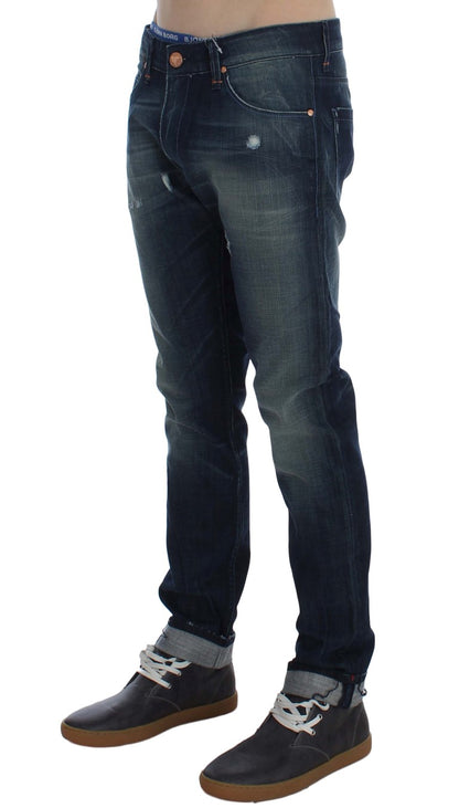 Jeans slim en coton denim bleu lavé Acht