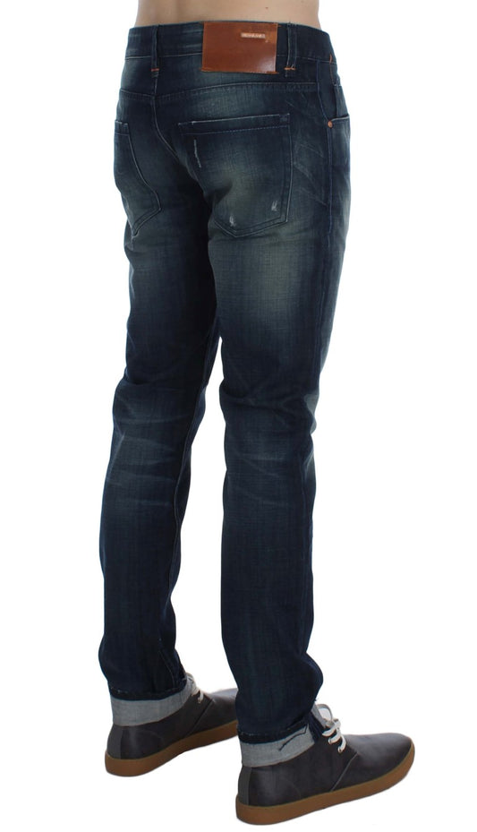 Jeans slim en coton denim bleu lavé Acht