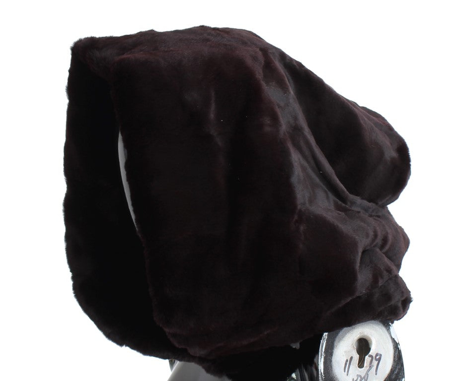 Bonnet écharpe à capuche en fourrure de belette violette Dolce &amp; Gabbana