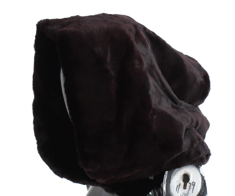 Bonnet écharpe à capuche en fourrure de belette violette Dolce &amp; Gabbana
