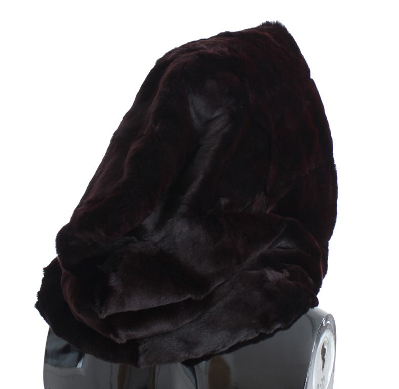 Bonnet écharpe à capuche en fourrure de belette violette Dolce &amp; Gabbana