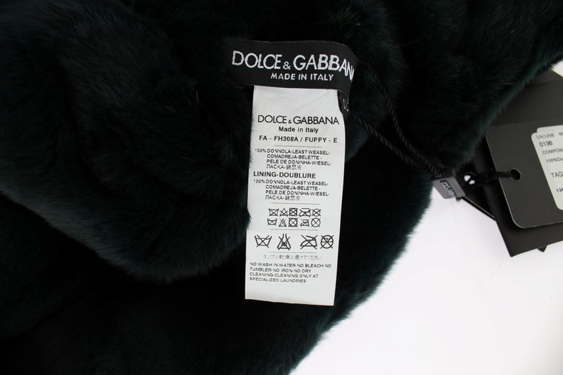 Dolce &amp; Gabbana Bonnet écharpe à capuche en fourrure de belette verte