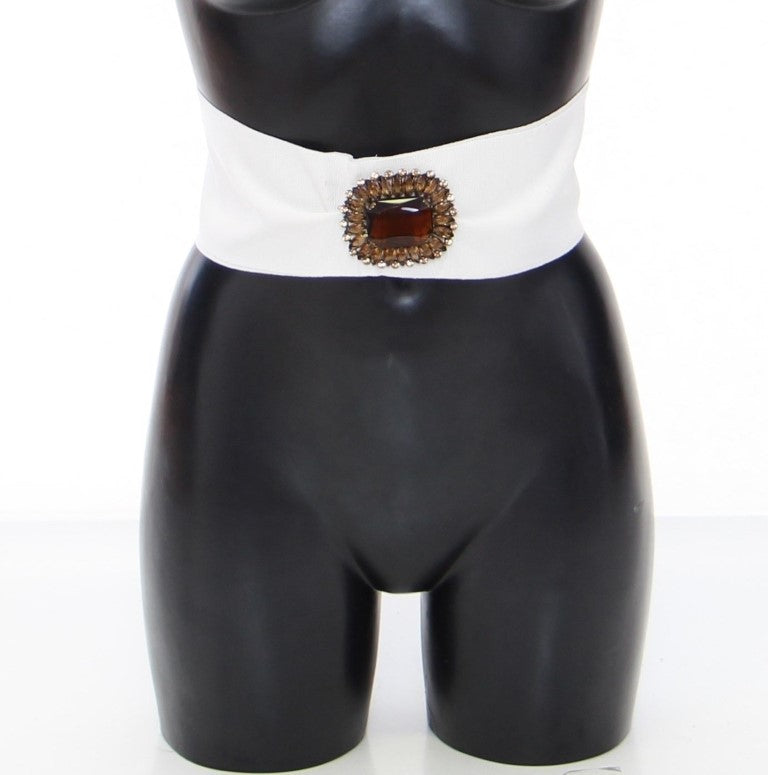 Ceinture large en laiton et cristaux blancs Dolce &amp; Gabbana