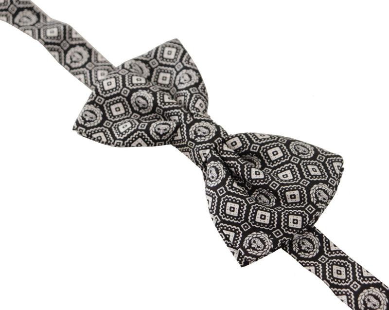Cravate papillon ajustable Dolce &amp; Gabbana noire et blanche 100 % soie