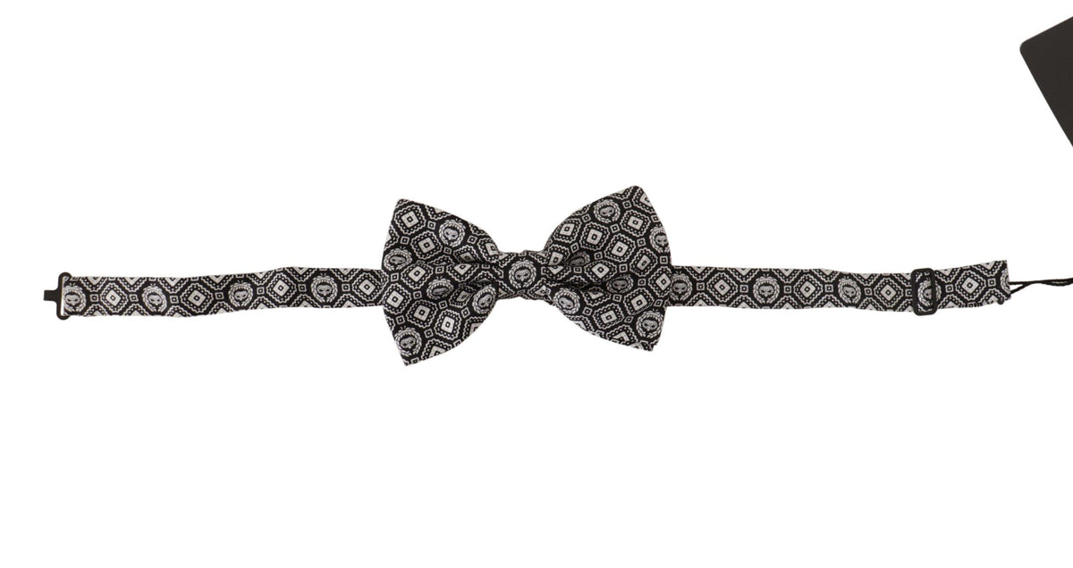 Cravate papillon ajustable Dolce &amp; Gabbana noire et blanche 100 % soie