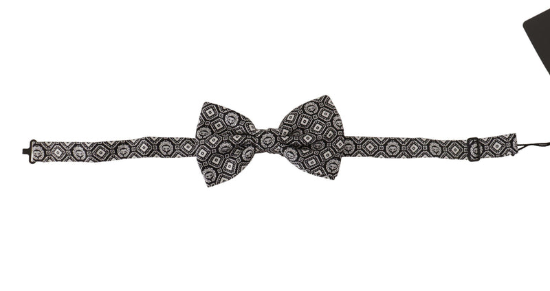 Cravate papillon ajustable Dolce &amp; Gabbana noire et blanche 100 % soie