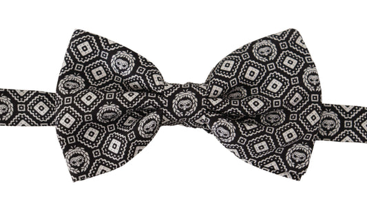 Cravate papillon ajustable Dolce & Gabbana noire et blanche 100 % soie