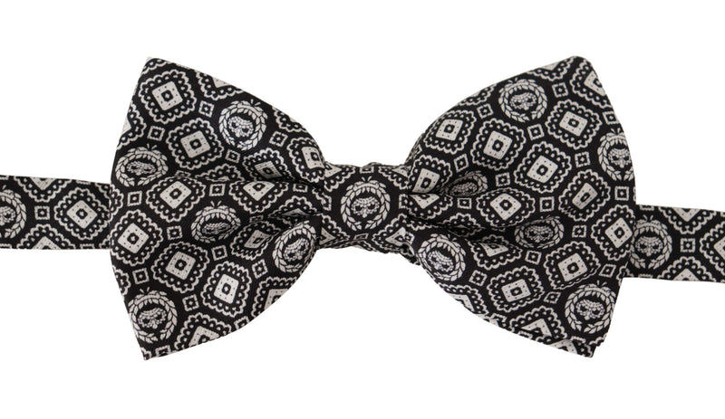 Cravate papillon ajustable Dolce &amp; Gabbana noire et blanche 100 % soie