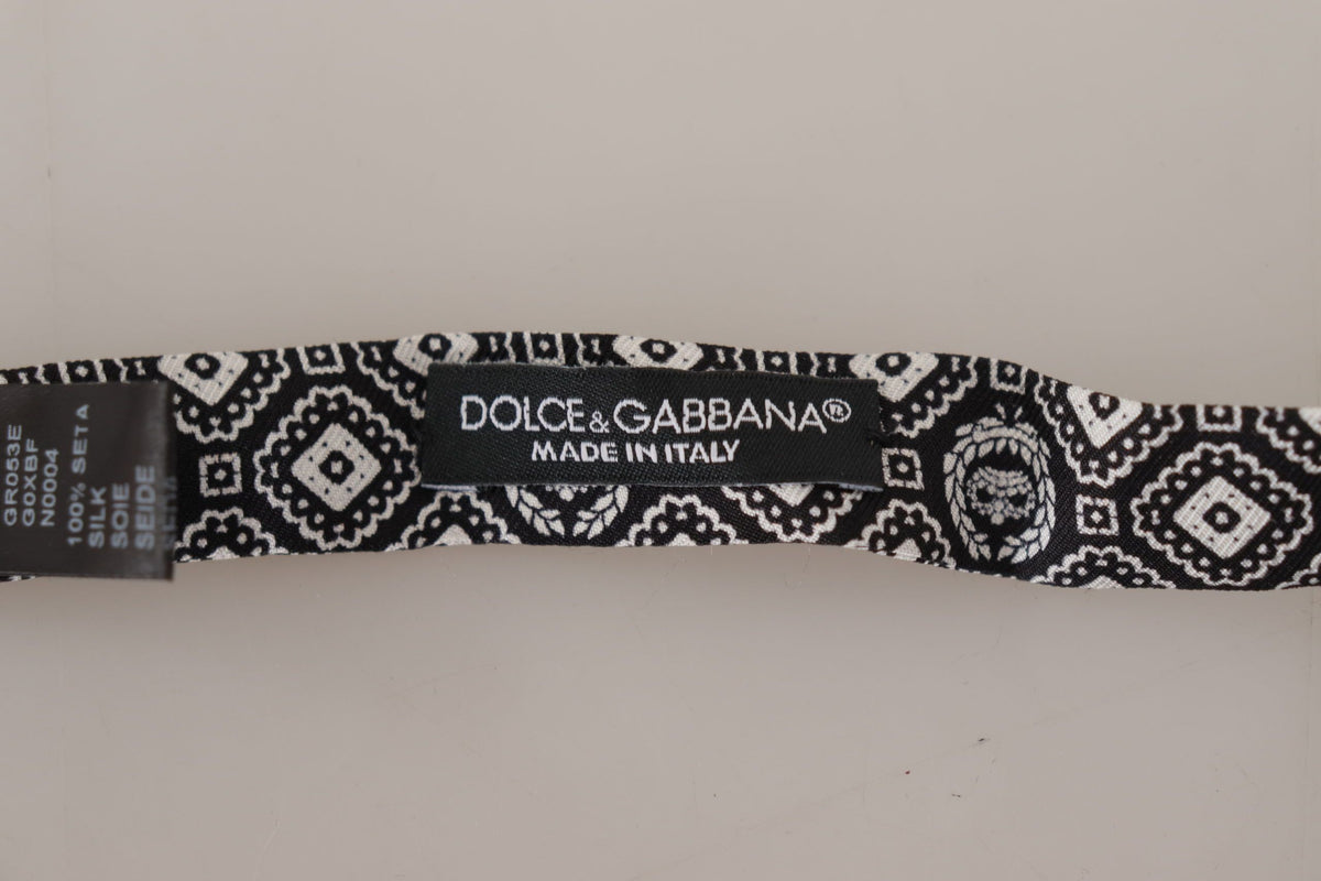 Cravate papillon ajustable Dolce &amp; Gabbana noire et blanche 100 % soie