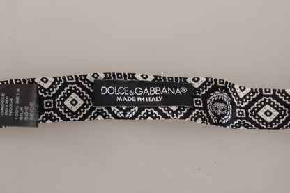 Cravate papillon ajustable Dolce & Gabbana noire et blanche 100 % soie