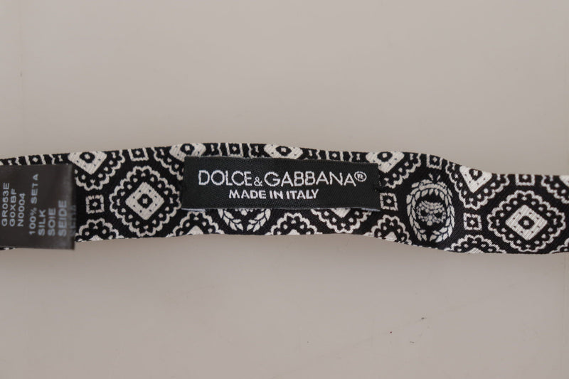 Cravate papillon ajustable Dolce &amp; Gabbana noire et blanche 100 % soie