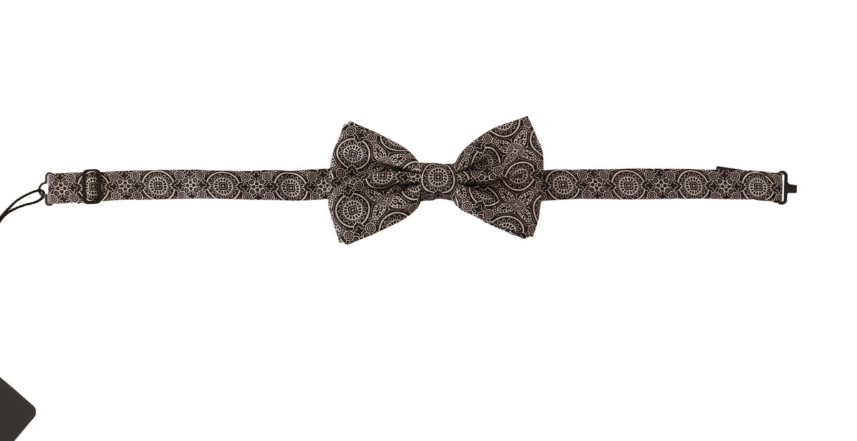 Cravate papillon ajustable Dolce &amp; Gabbana noire et blanche 100 % soie