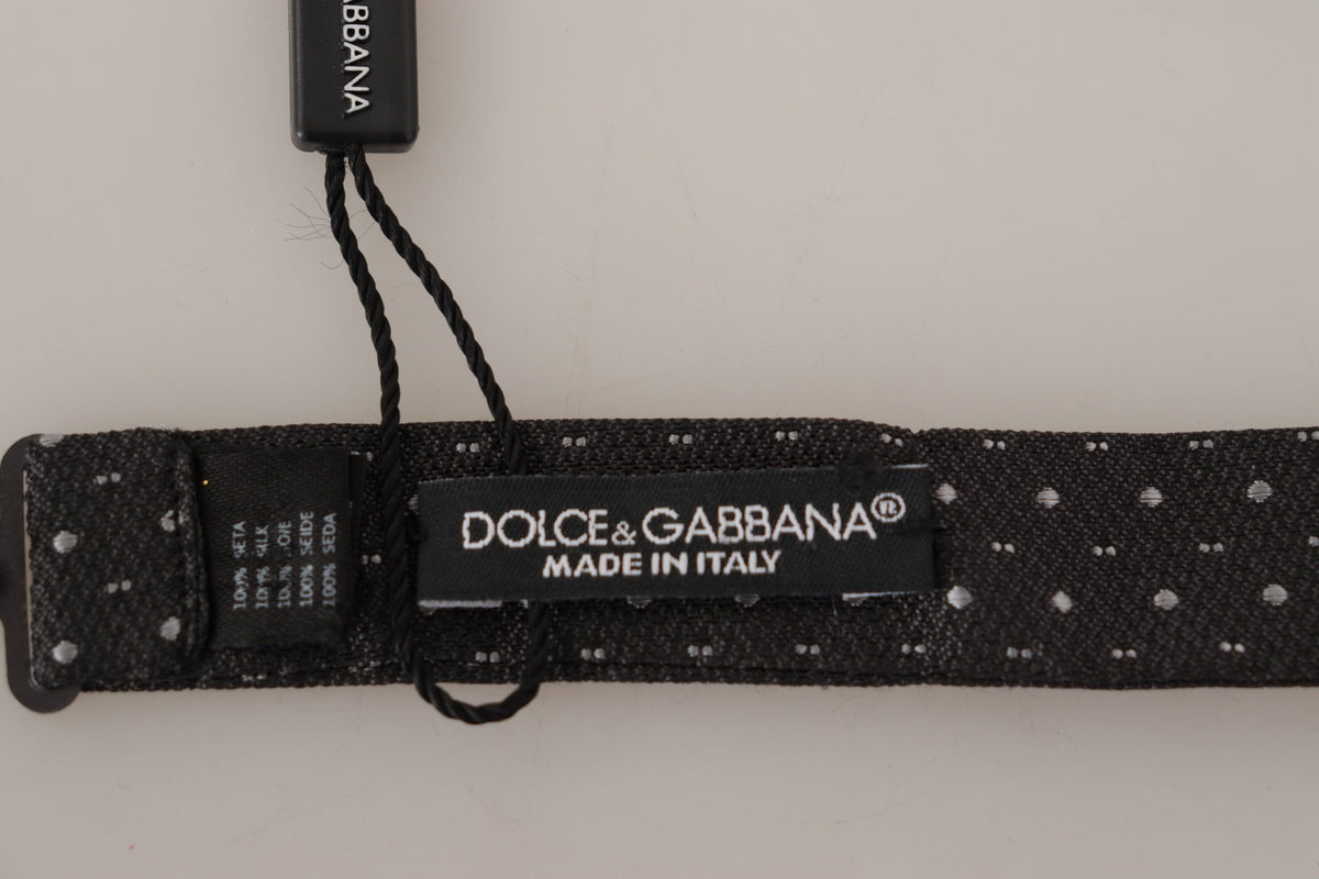 Cravate papillon 100 % soie à pois gris Dolce &amp; Gabbana