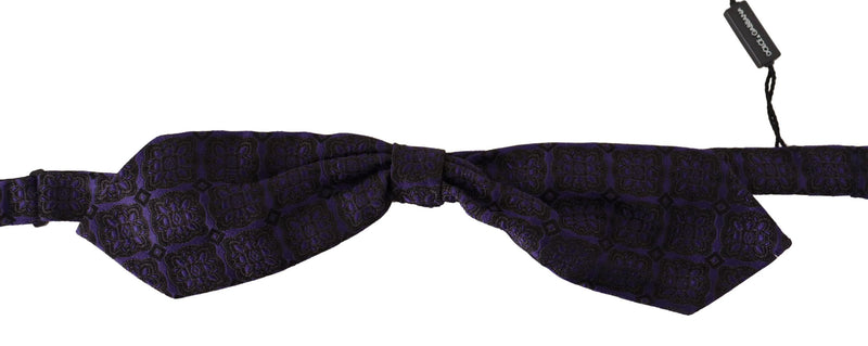 Cravate papillon ajustable en soie géométrique bleue Dolce &amp; Gabbana