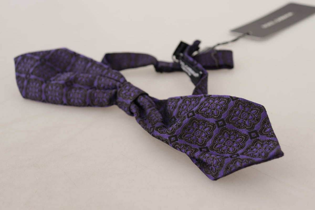 Cravate papillon ajustable en soie géométrique bleue Dolce &amp; Gabbana