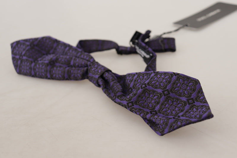 Cravate papillon ajustable en soie géométrique bleue Dolce &amp; Gabbana