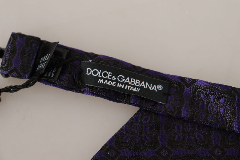 Cravate papillon ajustable en soie géométrique bleue Dolce &amp; Gabbana