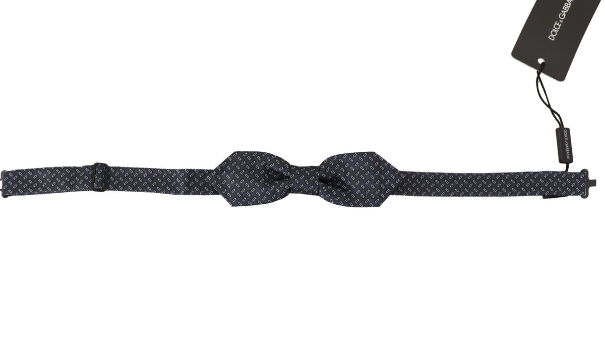 Cravate papillon 100 % soie à pois bleus et gris Dolce &amp; Gabbana