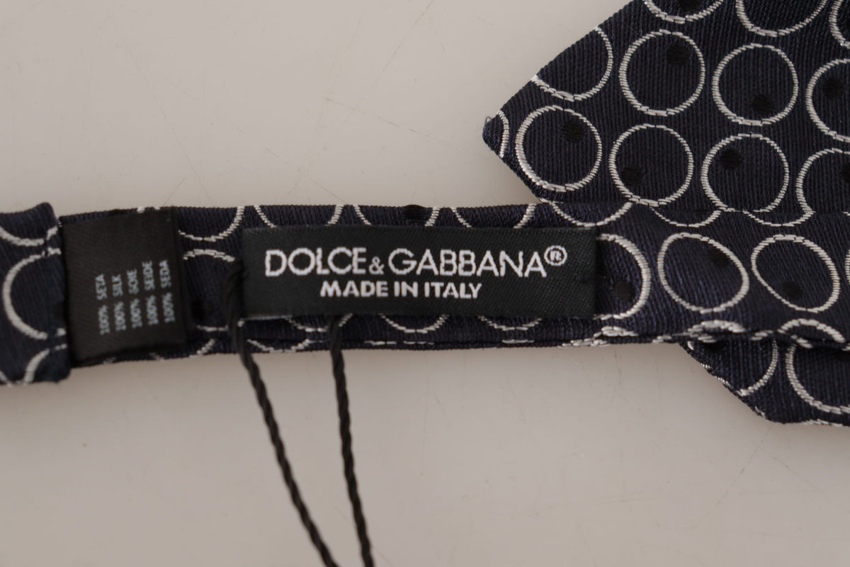 Cravate papillon Dolce &amp; Gabbana noire et blanche à col rond 100 % soie