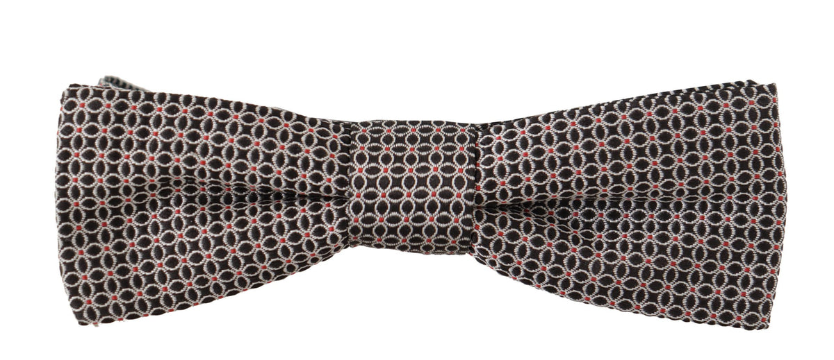 Cravate papillon en soie à motif floral noir et blanc Dolce &amp; Gabbana