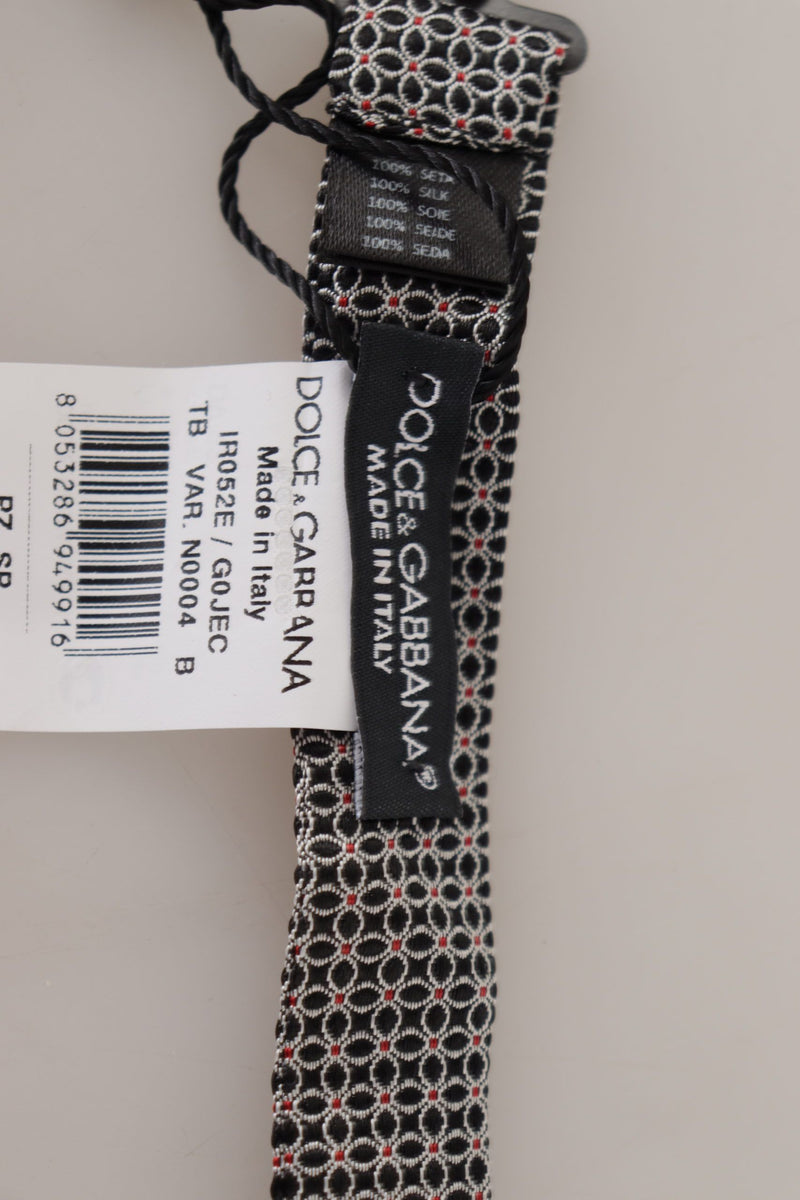 Cravate papillon en soie à motif floral noir et blanc Dolce &amp; Gabbana