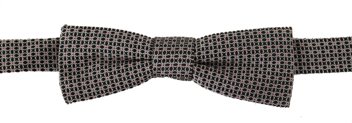 Cravate papillon en soie à motif floral noir et blanc Dolce &amp; Gabbana