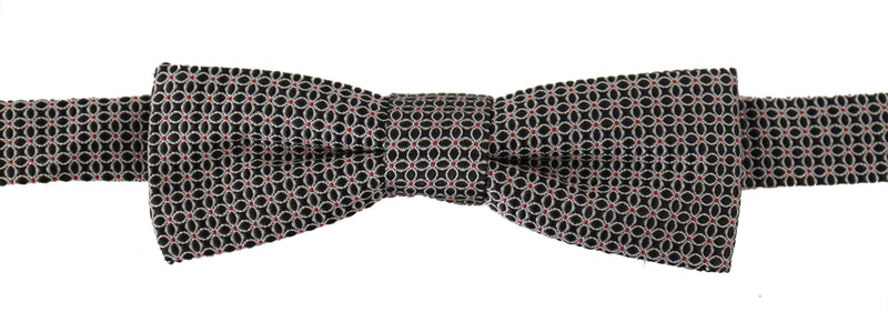 Cravate papillon en soie à motif floral noir et blanc Dolce &amp; Gabbana