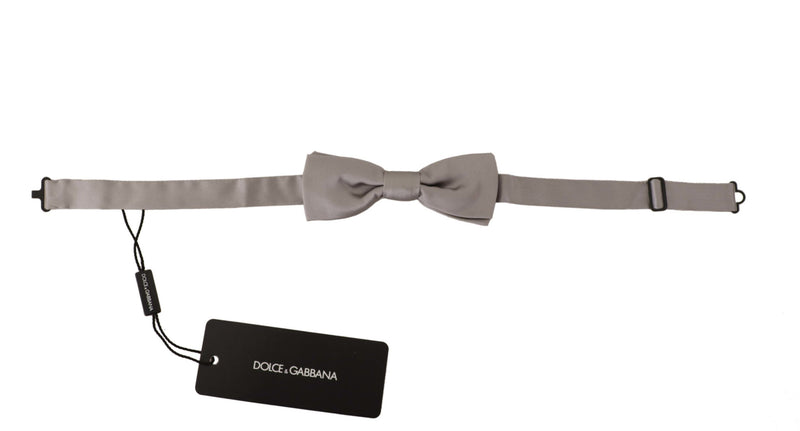 Cravate papillon fine ajustable Dolce &amp; Gabbana argentée 100 % soie