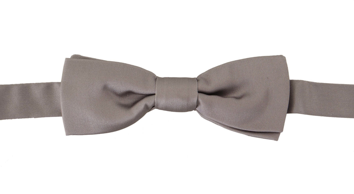 Cravate papillon fine ajustable Dolce &amp; Gabbana argentée 100 % soie