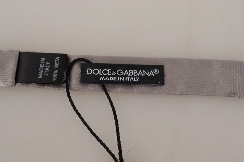 Cravate papillon fine ajustable Dolce &amp; Gabbana argentée 100 % soie