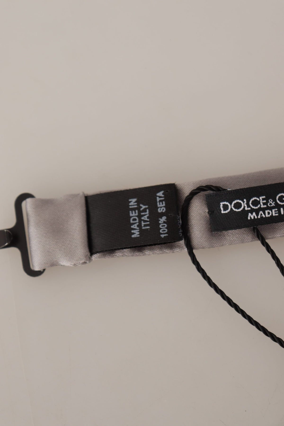 Cravate papillon fine ajustable Dolce &amp; Gabbana argentée 100 % soie