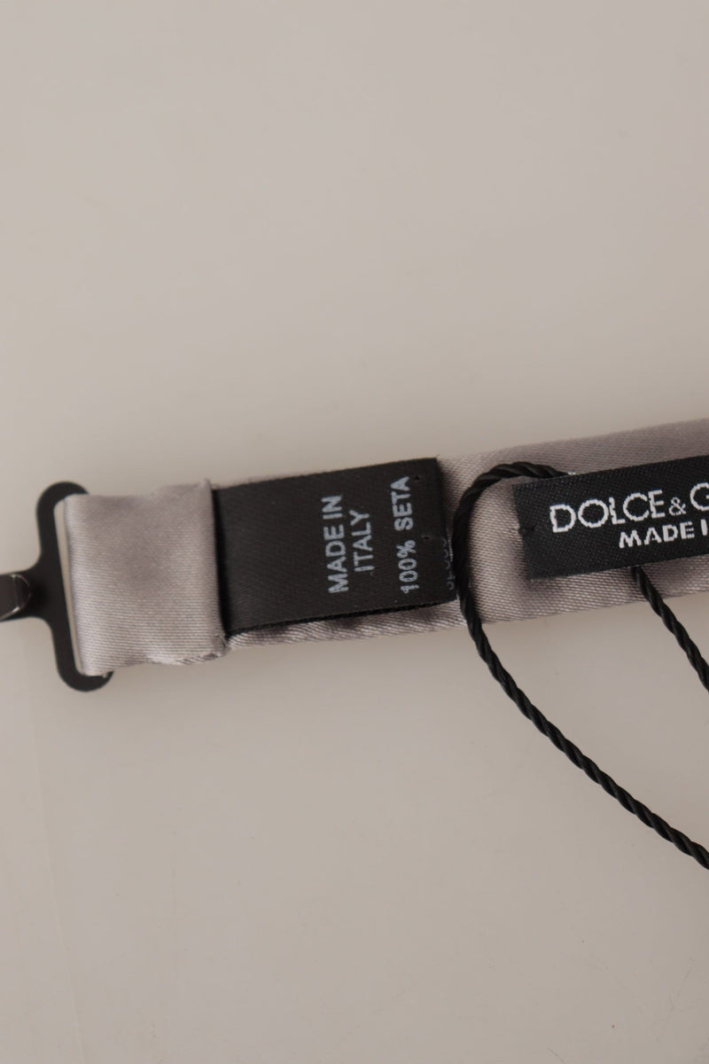 Cravate papillon fine ajustable Dolce &amp; Gabbana argentée 100 % soie