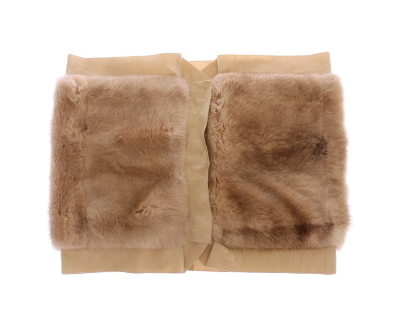 Foulard en fourrure de vison beige Dolce &amp; Gabbana