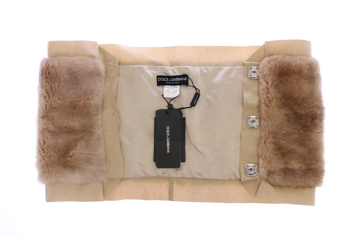 Foulard en fourrure de vison beige Dolce &amp; Gabbana