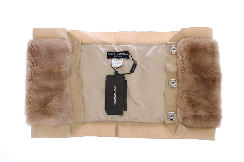 Foulard en fourrure de vison beige Dolce &amp; Gabbana