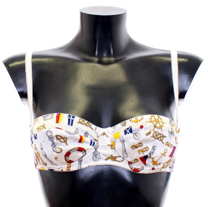 Dolce & Gabbana Lingerie en coton extensible, ensemble soutien-gorge et culotte marin blanc.