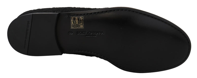 Dolce & Gabbana Black Floral Jacquard Slippers for Men