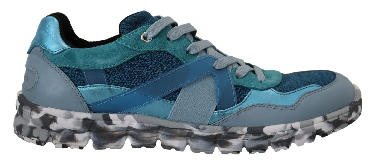Sneakers basses de sport en cuir bleu gris de Dolce & Gabbana