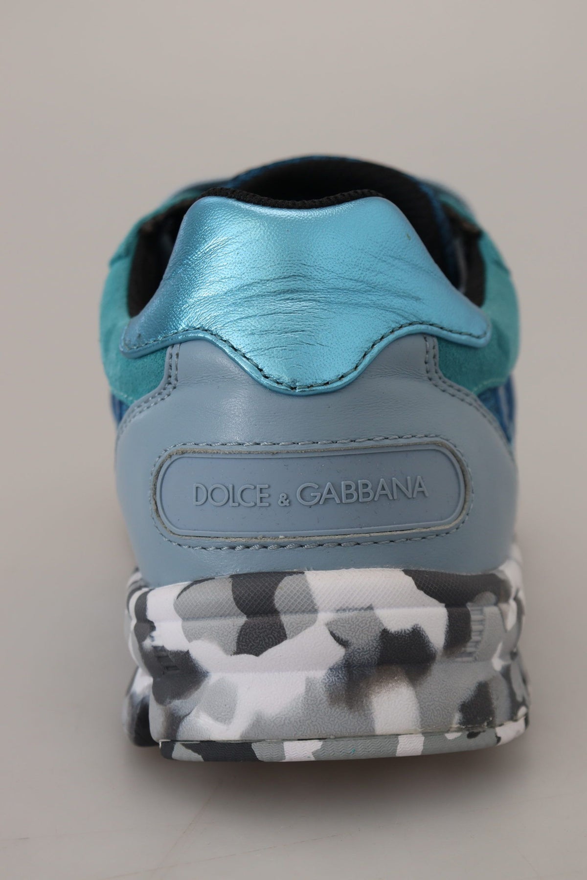 Sneakers basses de sport en cuir bleu gris de Dolce & Gabbana