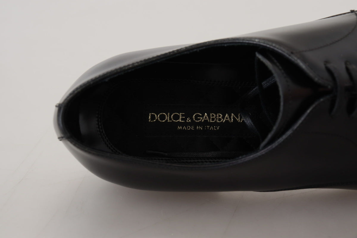 Dolce & Gabbana Black Leather Derby Dress Shoes