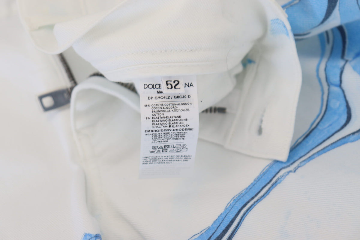 Pantalon en jean skinny stretch en coton et denim blanc et bleu Dolce &amp; Gabbana