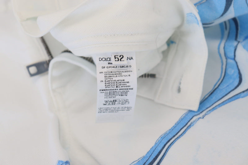 Pantalon en jean skinny stretch en coton et denim blanc et bleu Dolce &amp; Gabbana