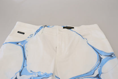 Pantalon en jean skinny stretch en coton et denim blanc et bleu Dolce & Gabbana