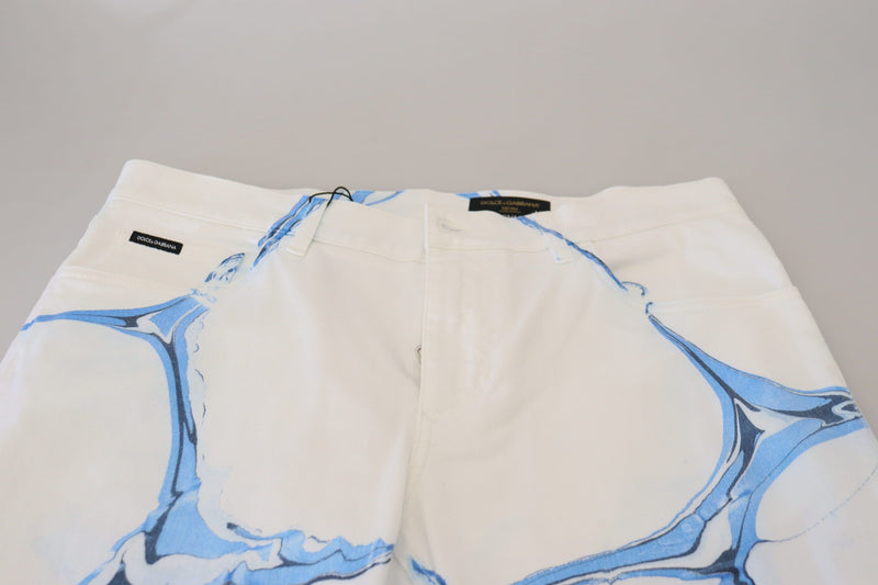 Pantalon en jean skinny stretch en coton et denim blanc et bleu Dolce &amp; Gabbana