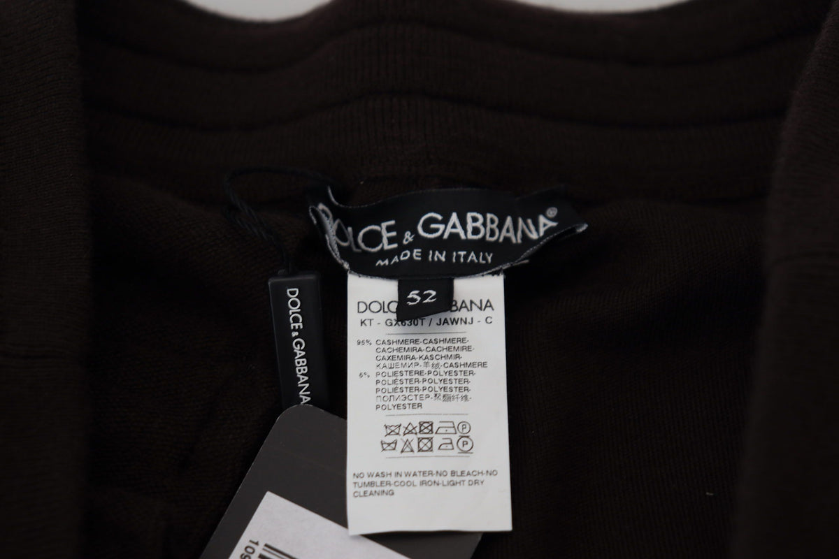 Pantalon en cachemire marron Dolce &amp; Gabbana, bas, avec cordon de serrage.