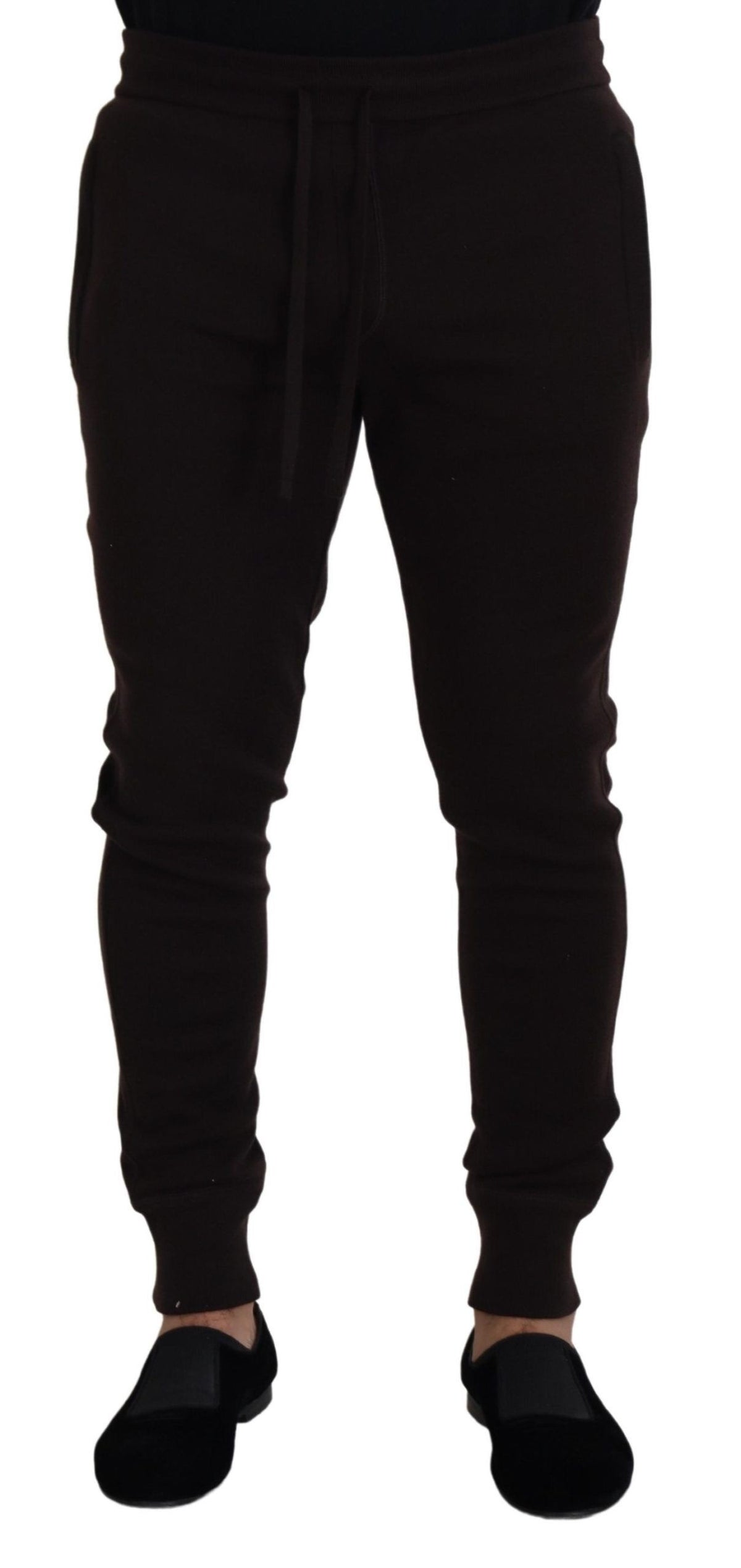 Pantalon en cachemire marron Dolce &amp; Gabbana, bas, avec cordon de serrage.