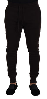 Pantalon en cachemire marron Dolce &amp; Gabbana, bas, avec cordon de serrage.