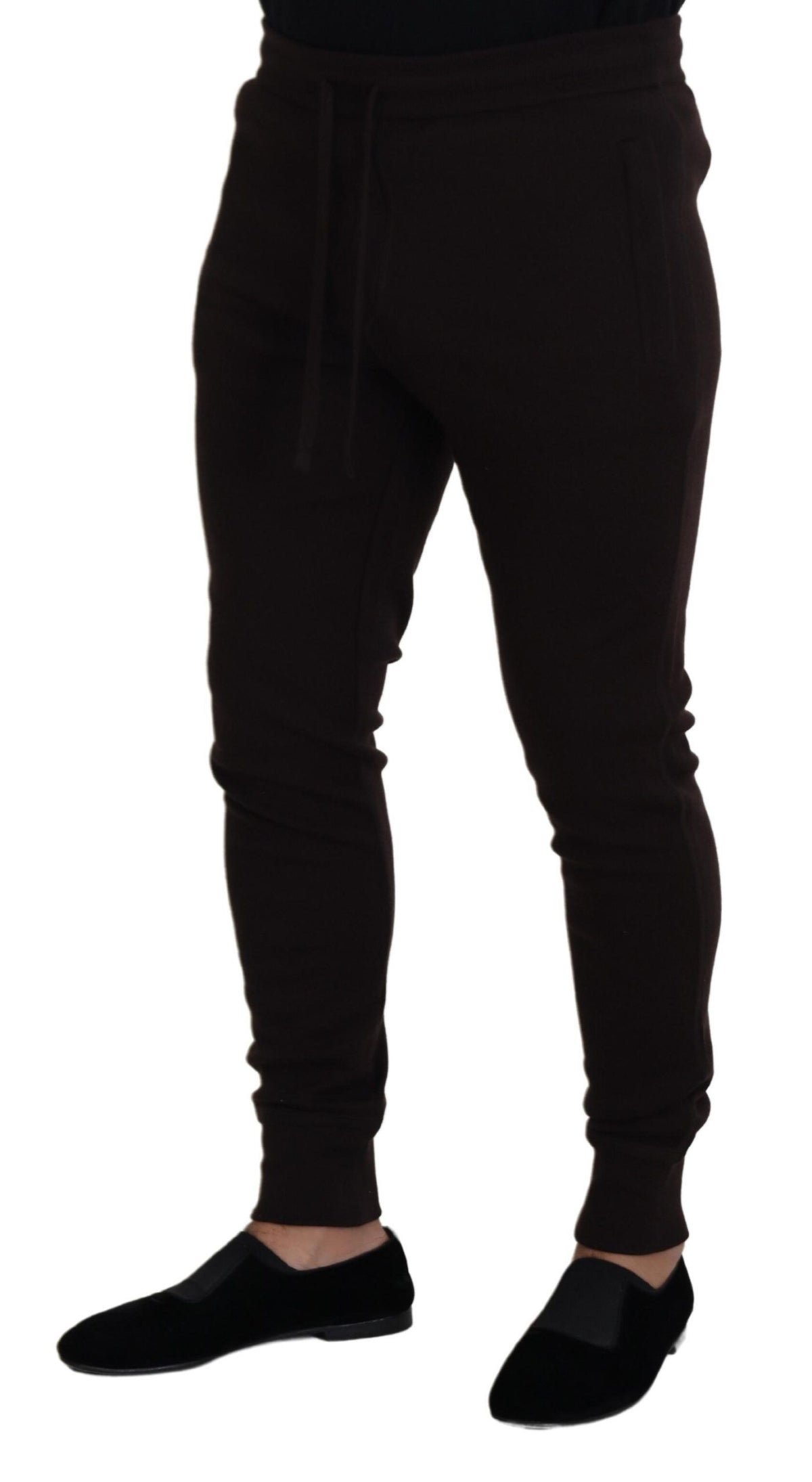 Pantalon en cachemire marron Dolce &amp; Gabbana, bas, avec cordon de serrage.
