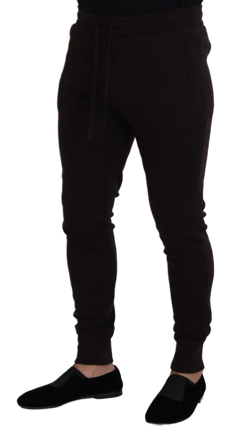 Pantalon en cachemire marron Dolce &amp; Gabbana, bas, avec cordon de serrage.
